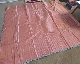 Vintage Sears imported fiesta pink full size quilted bedspread