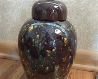 Ceramic brown lidded urn