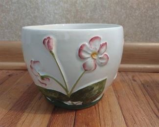 Italian floral ceramic pot