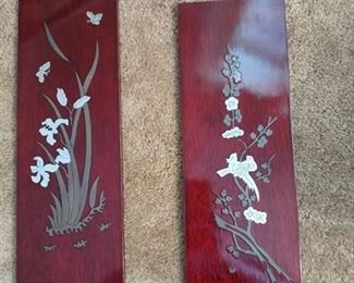 Metal floral inlay wall decor
