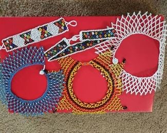 Vintage hand beaded collar necklaces and 1 bracelet