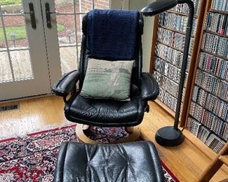 Leather chair and foot stool