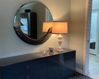 Lacquer bedroom dresser and mirror