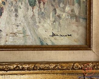 Original Oil on Canvas Paris Street Scene by PIETRO DEMONE