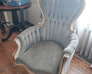PAIR of blue velvet victorian chairs