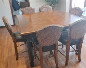 Bar height square table and bar stools