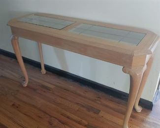 sofa table with glass inserts