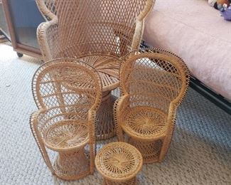 childs size and doll size peacock chairs
