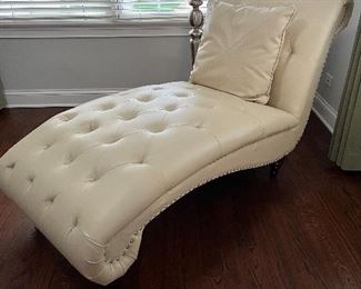 leather chaise lounge with nail head trim