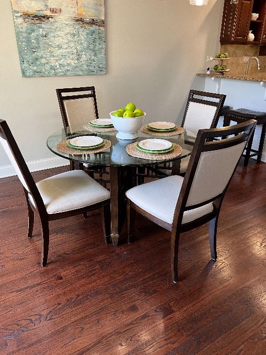 glass top kitchen / dining table, 4 chairs