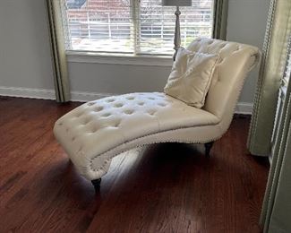 leather chaise lounge with nail head trim