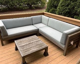 wood 4 pc outdoor couch set with cushions 