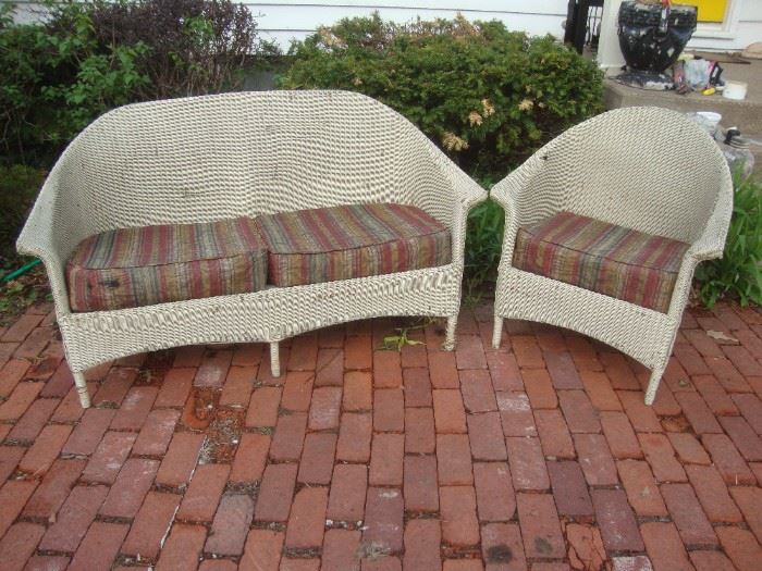 Antique Lloyd Loom settee and chair