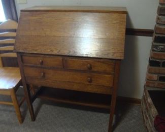 Antique oak drop front desk