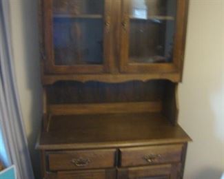 Antique pine stepback cabinet