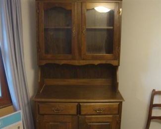Antique pine stepback cabinet