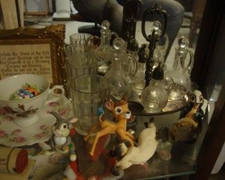 Disney Bambi, Crystal condiment set w sterling lids