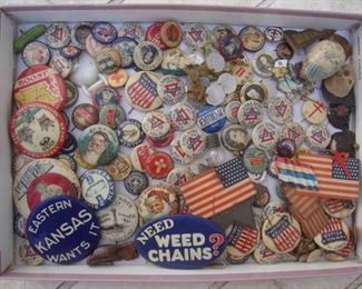 over 100 antique advertising pins
