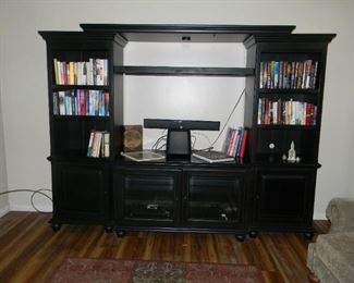 Very large entertainment center/ sound bar and more / books