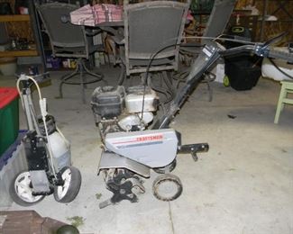 garden tiller and lots off garden supplies