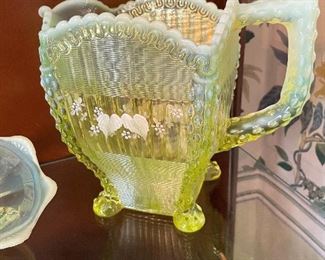 Stunning antique Northwood Glass "Alaska"pattern water pitcher