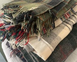 Stacks of wool blankets