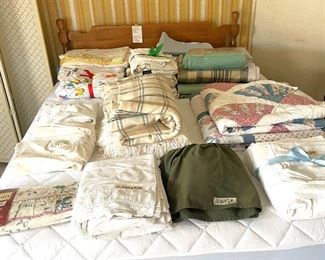 Queen bed and linens