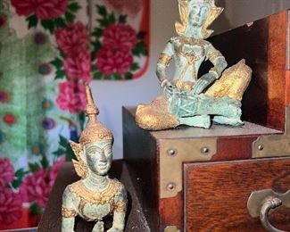 19th Century Thai Deity Temple Bronze Statues