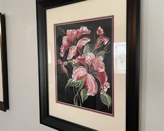 Framed floral wall art