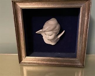 Porcelain angel in shadowbox 