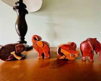 Wood animal figurines