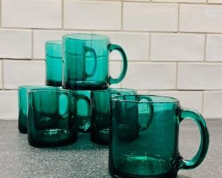 Blue glass mug set