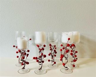 Cranberry candle holders, Christmas decor