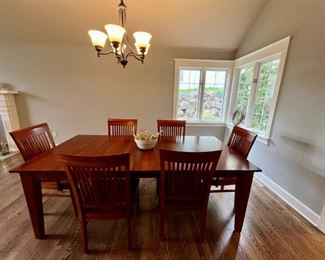 Dining table with six dining chairs