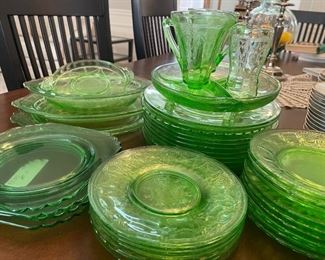 Green Glass Serving Set