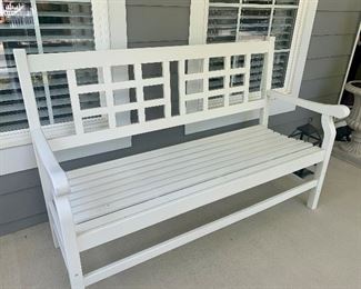 white outdoor bench