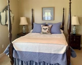 Queen size 4 poster bed by Craftique (lamps not for sale)