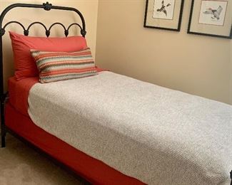 single size iron bed with new mattress 