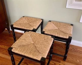 Ballard Designs 3 rush seat short stools