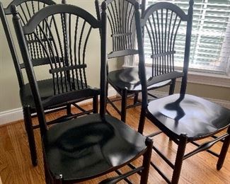 set of 4 black sheaf-back chairs by Chatham Furniture