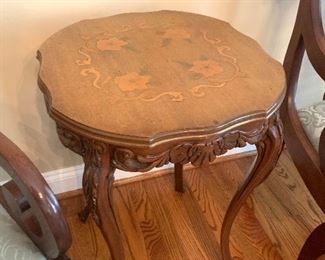 antique inlay accent table