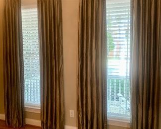 8’4” custom silk-lined window treatments