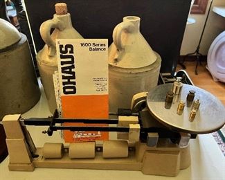 Vintage weighing scale with weights