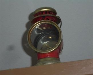 Antique red railroad lantern