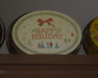 Vintage metal sewing box tins