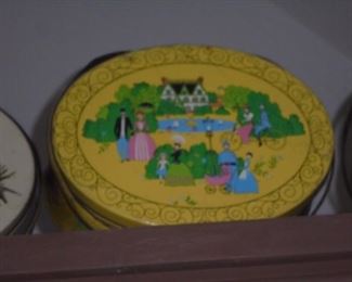 Vintage metal sewing box tins