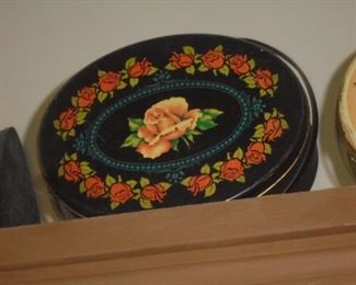 Vintage metal sewing box tins