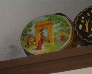 Vintage metal sewing box tins