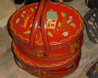 Vintage metal sewing box tins