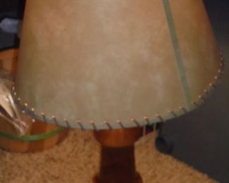 Wood base table lamp